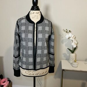 Vince Camuto Black & White Plaid Bomber Jacket with pockets